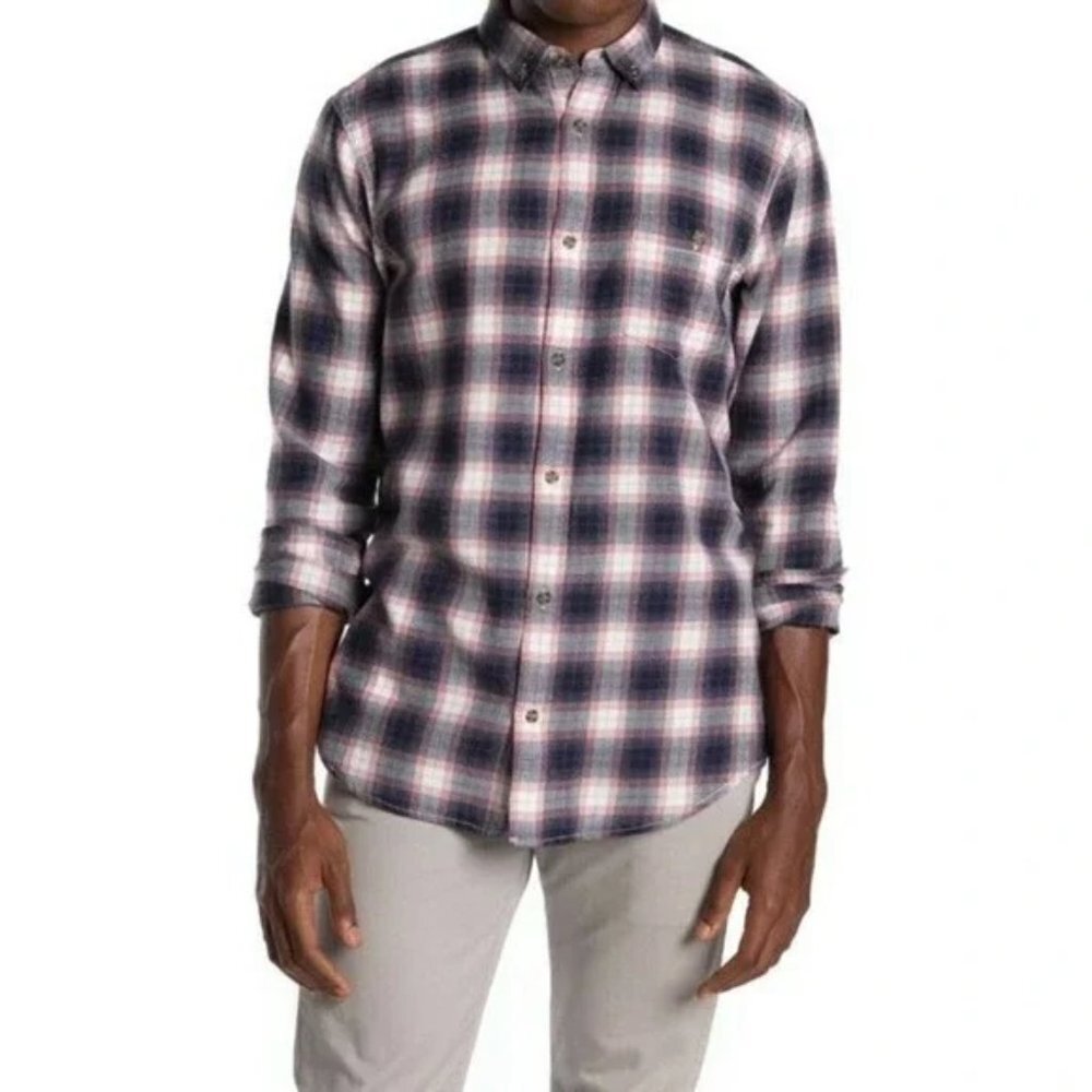 Wallin & Bros Navy Red Grindle Plaid Shirt